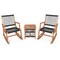 3 Pieces Acacia Wood Rocking Bistro Set with Hand-Woven Plastic Rope